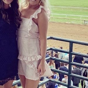 Pink and white ruffled dress